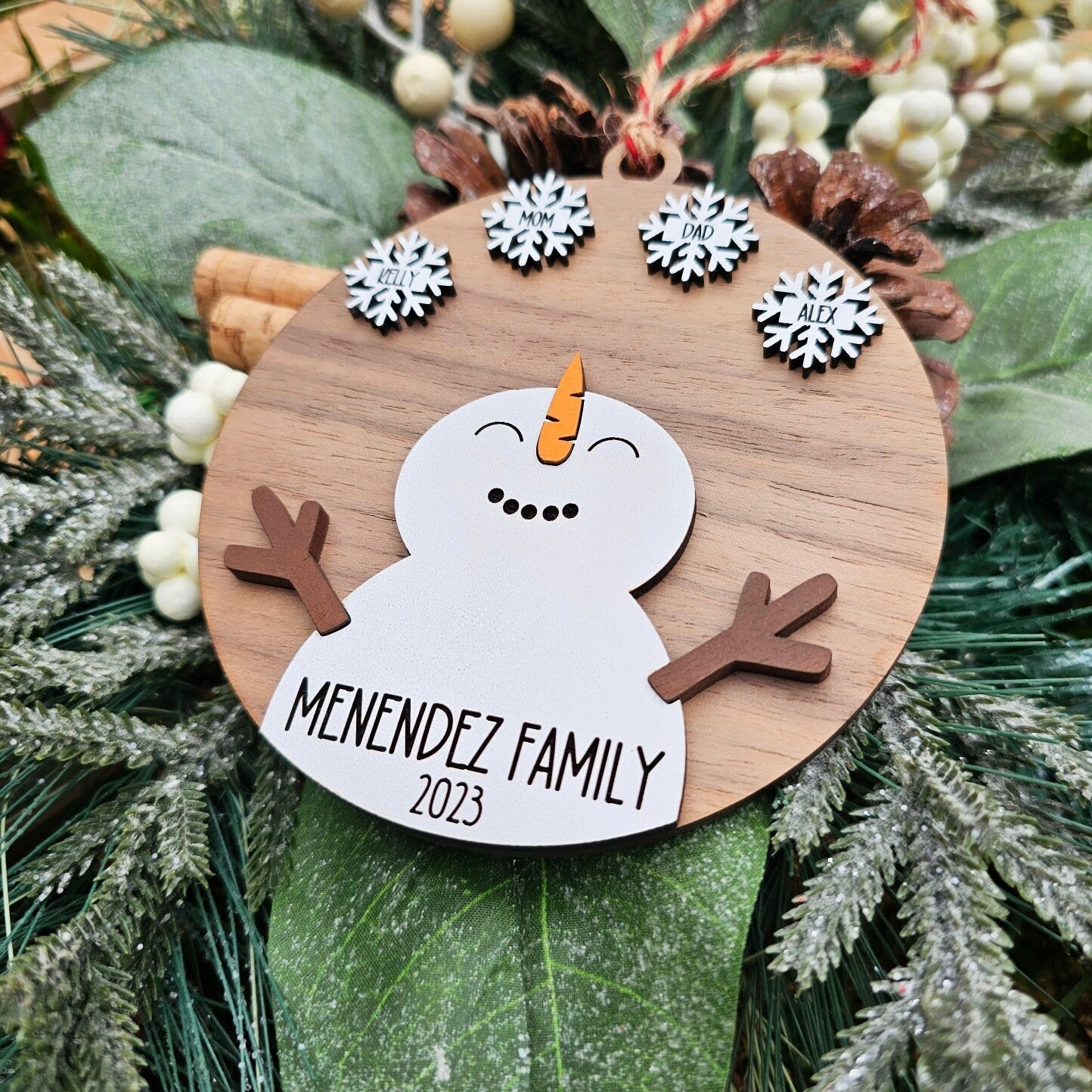 Adorable Snowman Family Ornament ~ Personalized Christmas Ornament ~Christmas 2023 ~ Kids Names ~ Family Names ~ Personalised Ornament