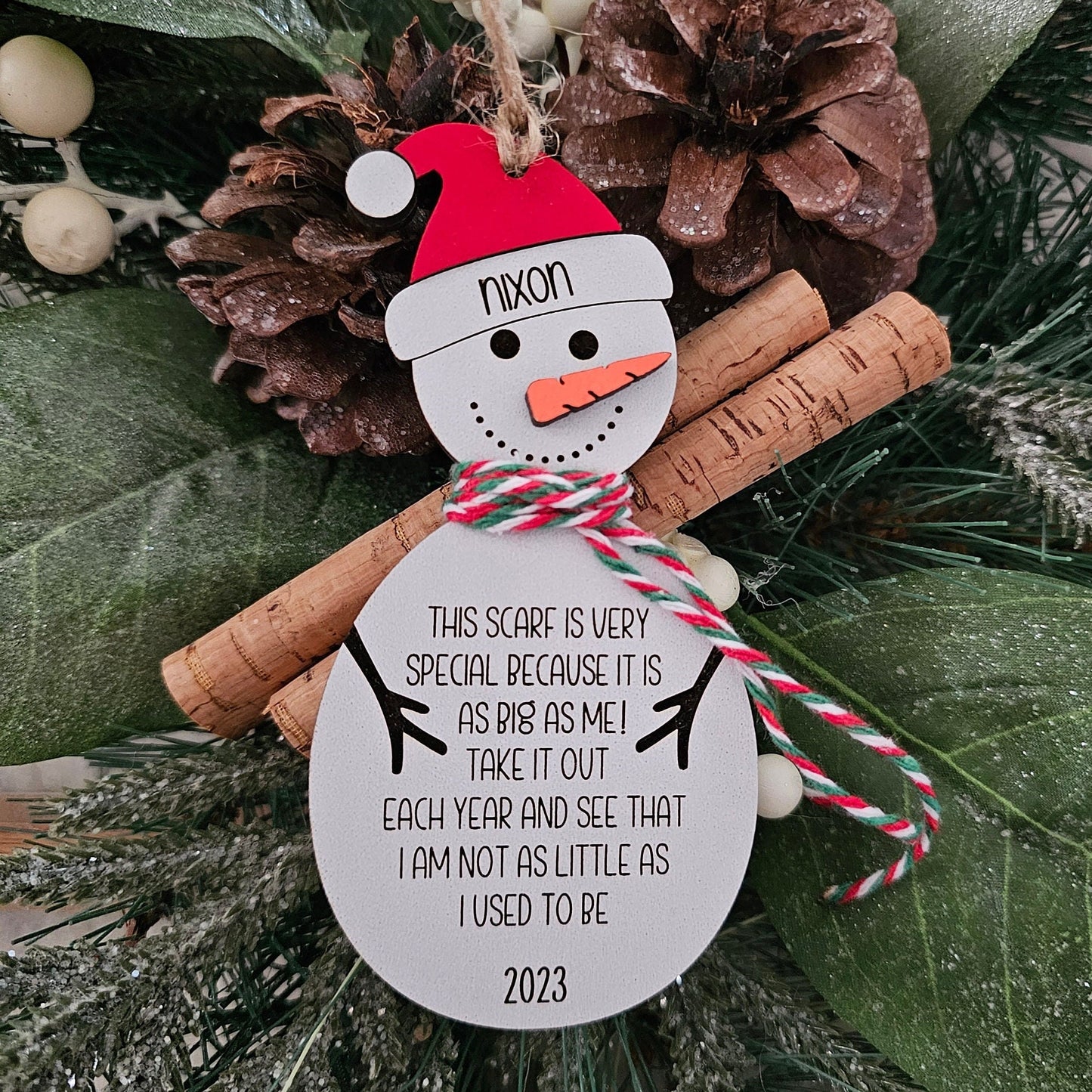Child Growth Snowman Ornament ~ Personalized Christmas Ornament ~Christmas 2023 ~ Kids Name ~ Child Height ~ Keepsake ~ Memories