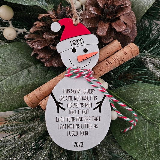Child Growth Snowman Ornament ~ Personalized Christmas Ornament ~Christmas 2023 ~ Kids Name ~ Child Height ~ Keepsake ~ Memories