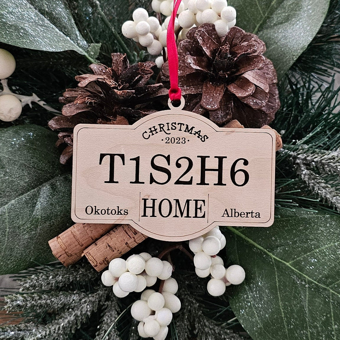 Zip Code Ornament ~ Postal Code Ornament ~ Personalized Ornament ~ Laser Engraved Wooden Ornament ~ Our First Christmas ~ Location Ornament
