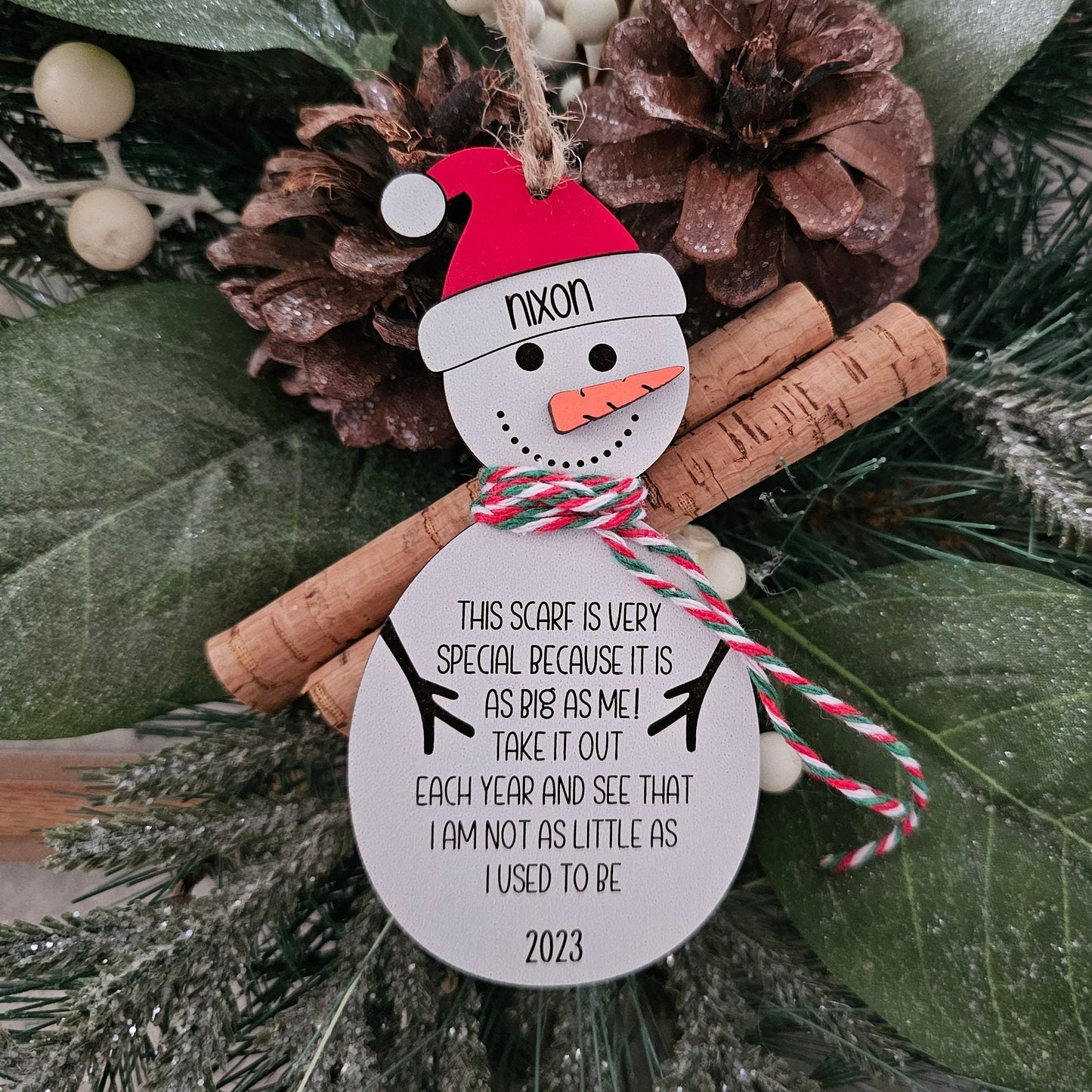Child Growth Snowman Ornament ~ Personalized Christmas Ornament ~Christmas 2023 ~ Kids Name ~ Child Height ~ Keepsake ~ Memories